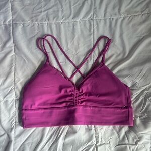 Pow Pink Tone Nulu Strappy V-Neck Yoga Bra